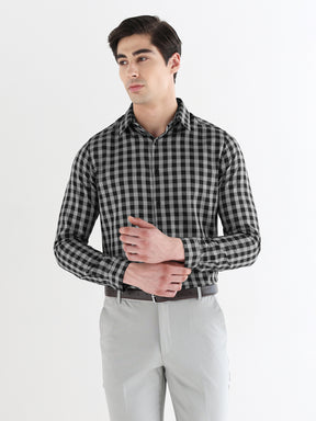 Men Slim Fit Pure Cotton Checked Formal Shirt