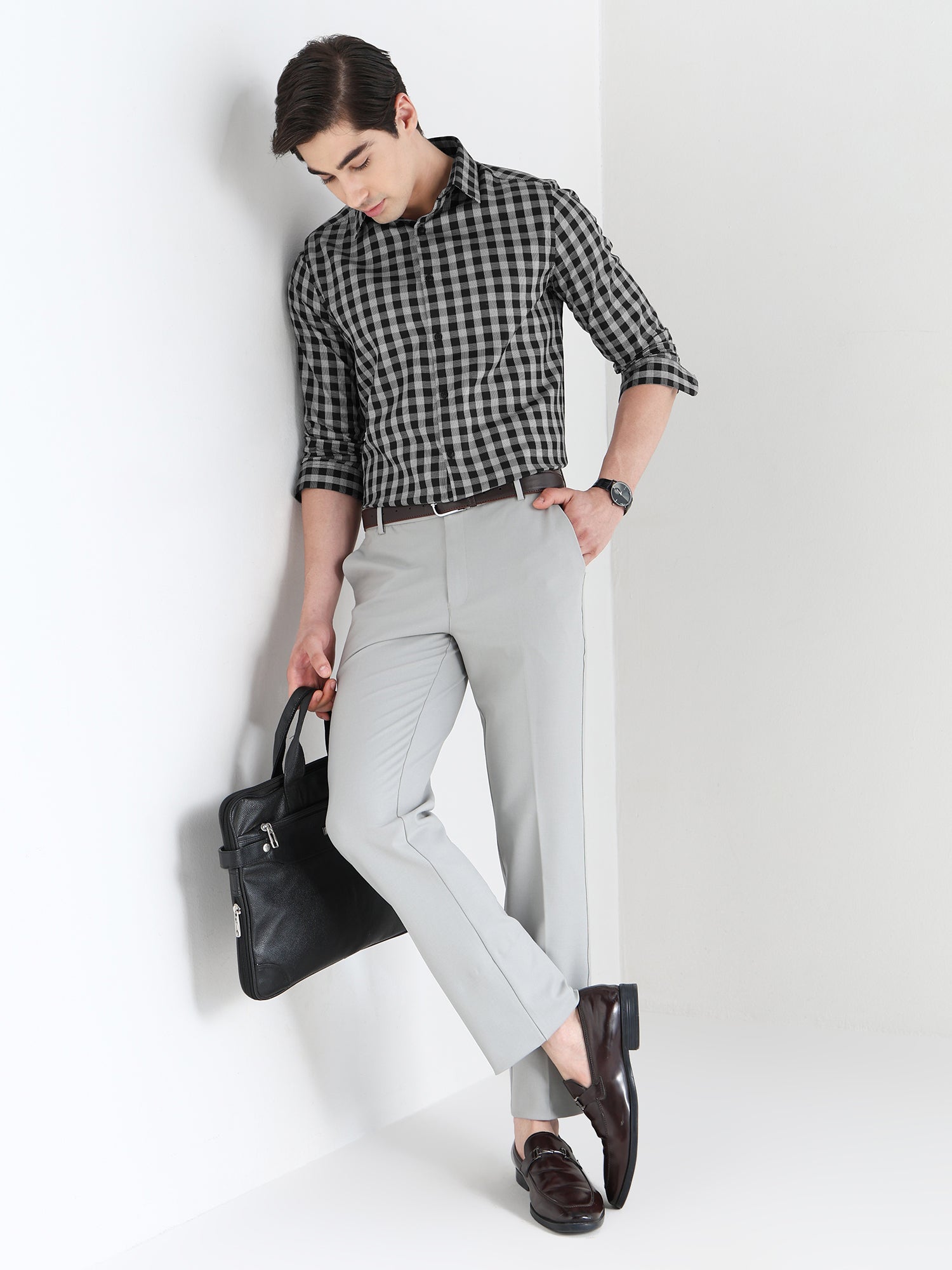 Men Slim Fit Pure Cotton Checked Formal Shirt