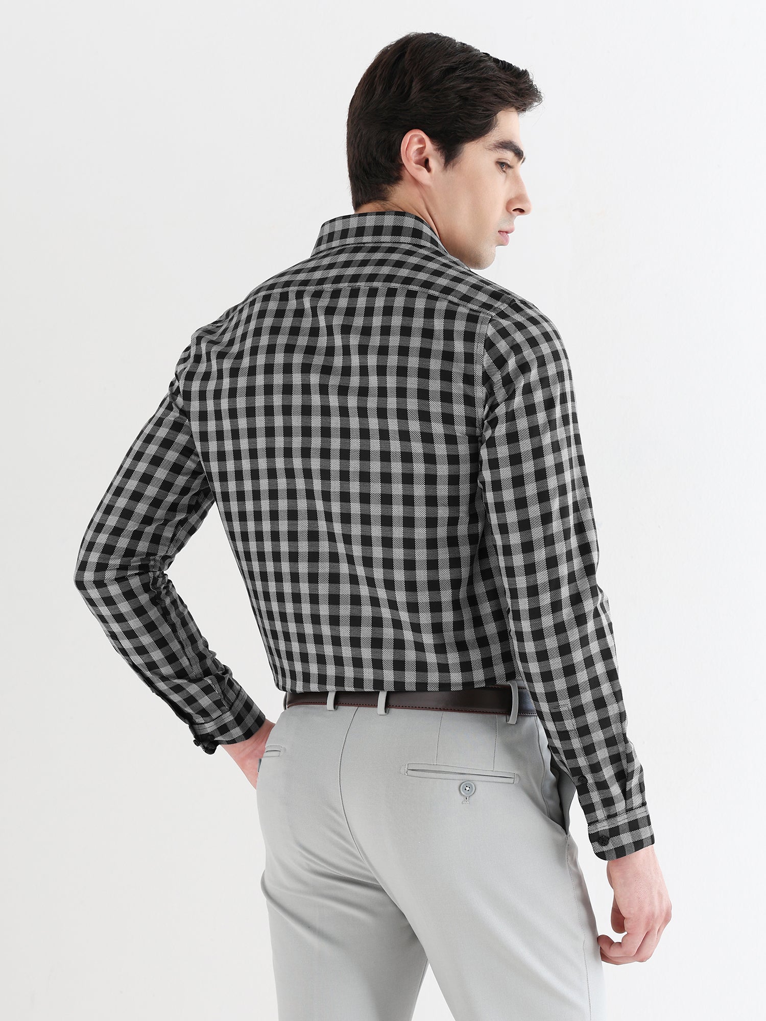 Men Slim Fit Pure Cotton Checked Formal Shirt