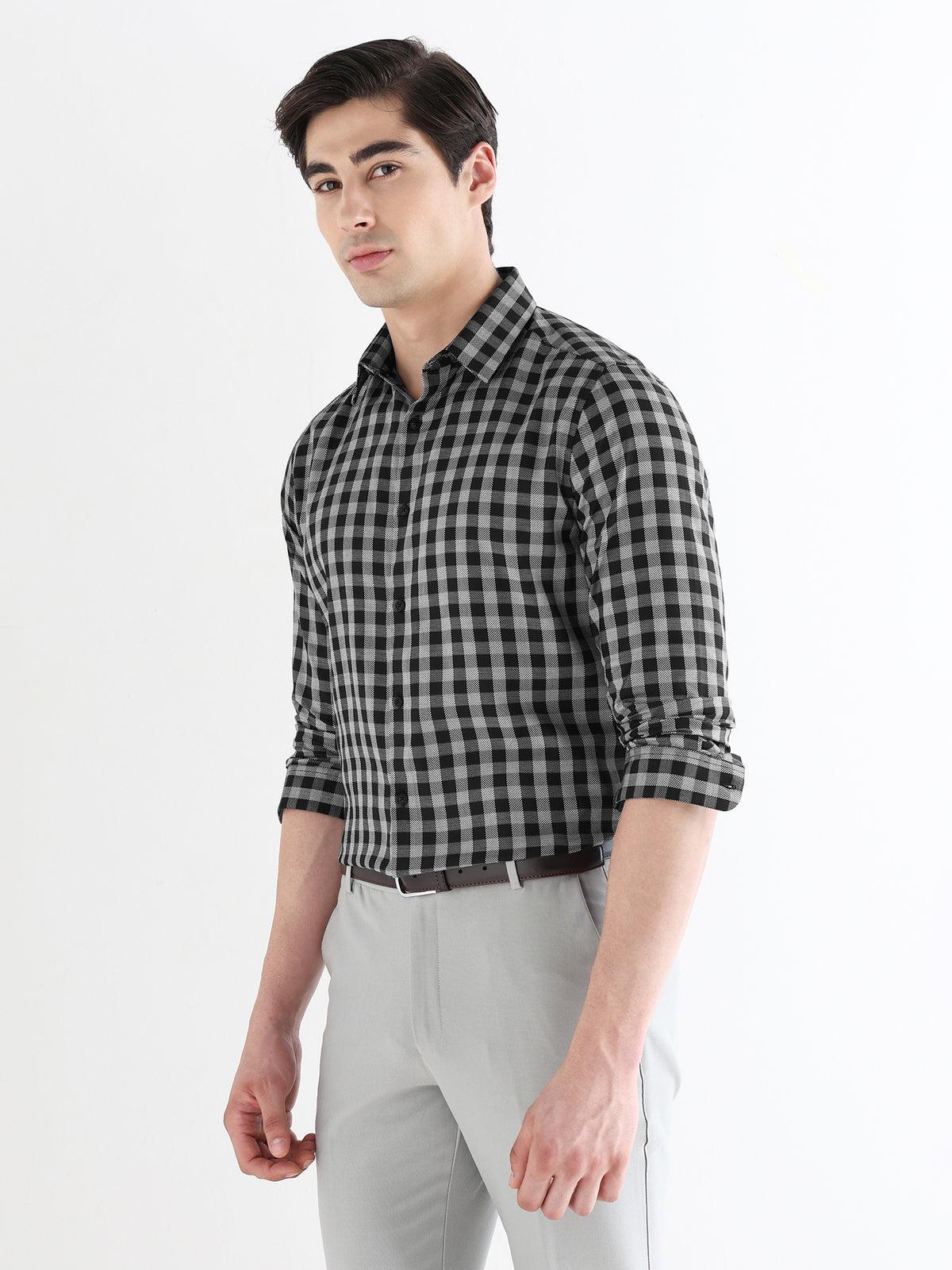 Classic Check Formal Shirt In Black-Slim Fit
