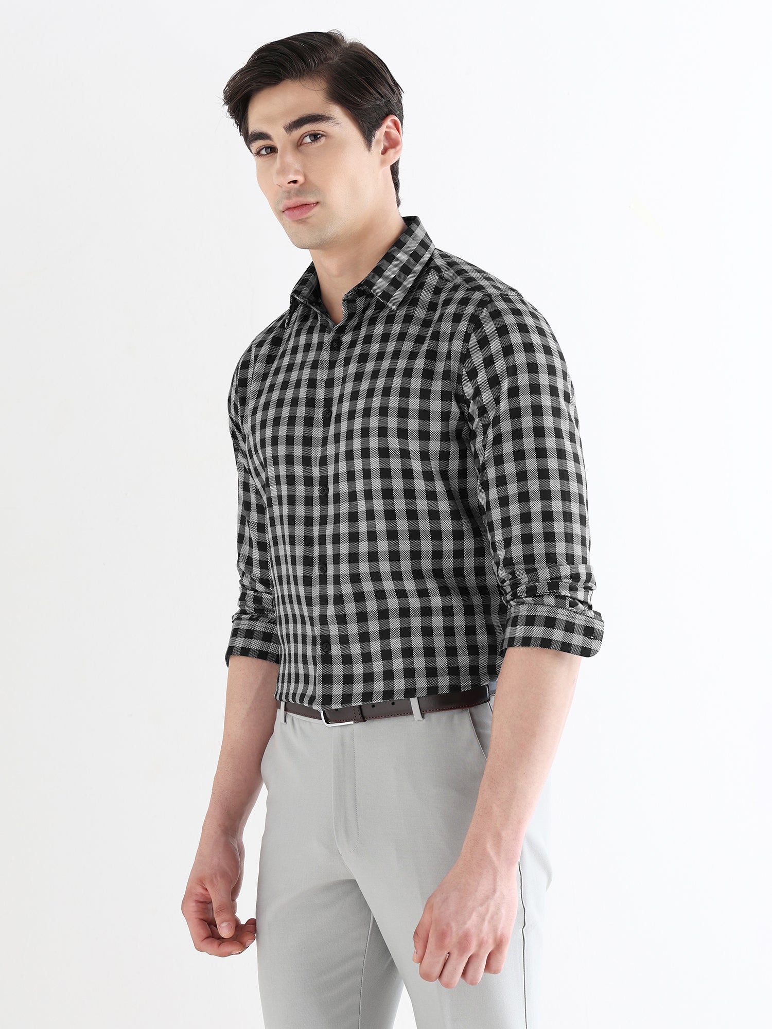 Men Slim Fit Pure Cotton Checked Formal Shirt