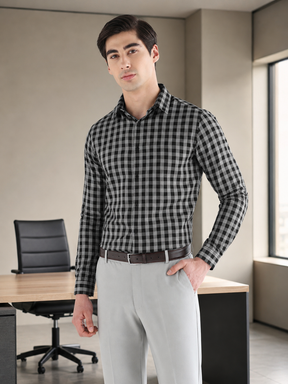 Classic Check Formal Shirt In Black-Slim Fit