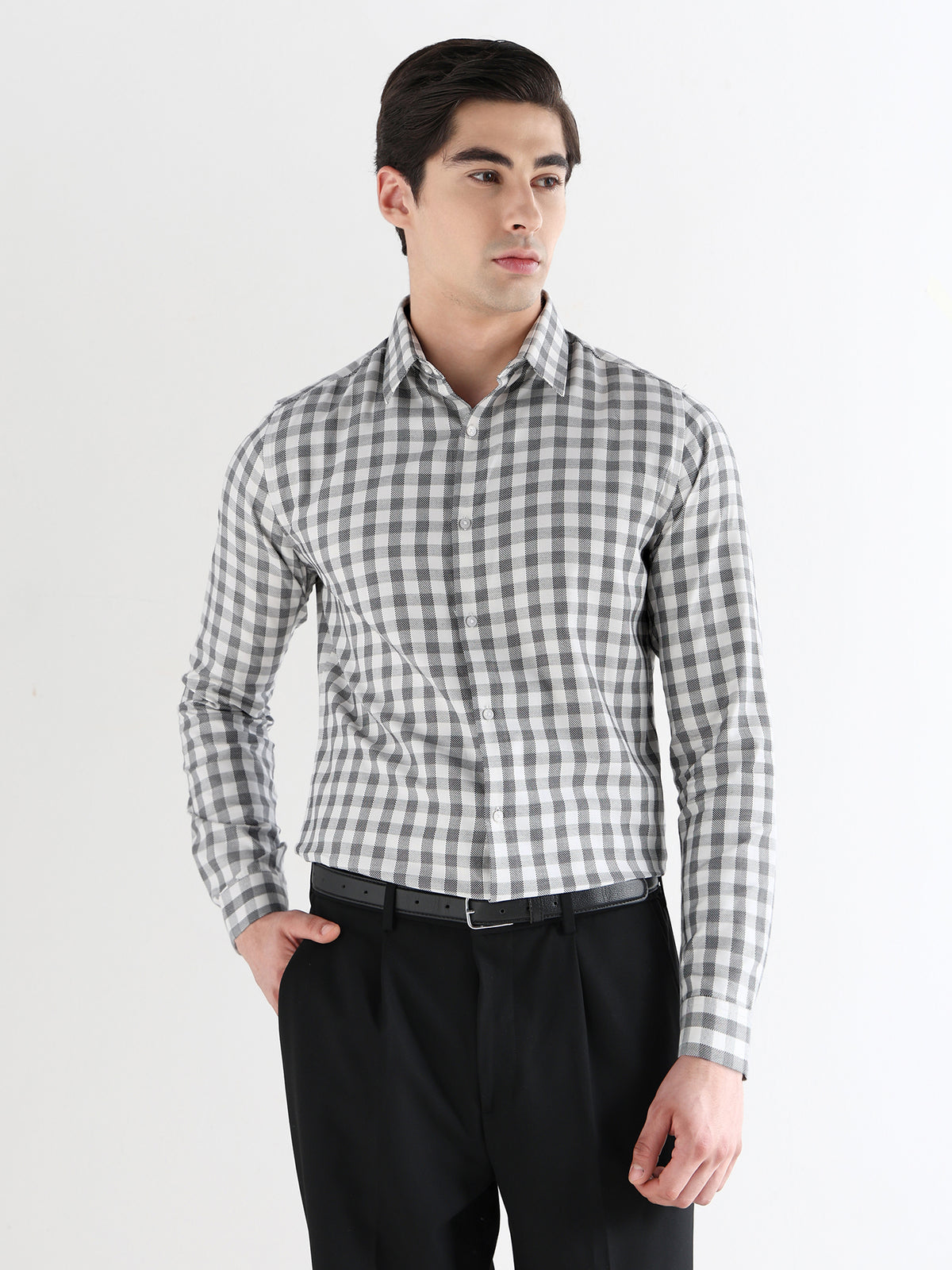 Men Slim Fit Pure Cotton Checked Formal Shirt