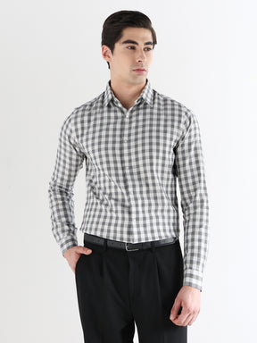Men Slim Fit Pure Cotton Checked Formal Shirt