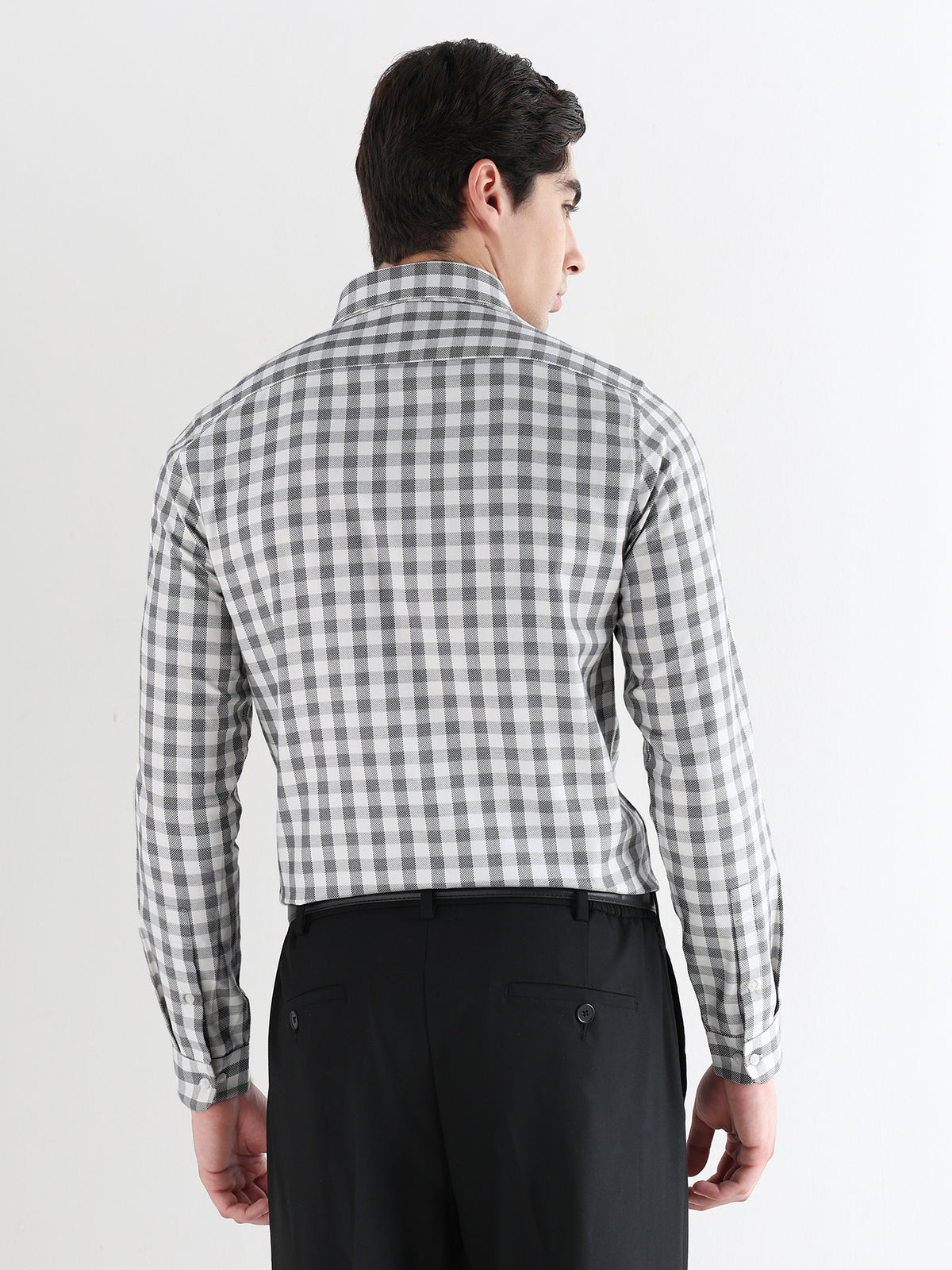 Classic Check Formal Shirt In White-Slim Fit