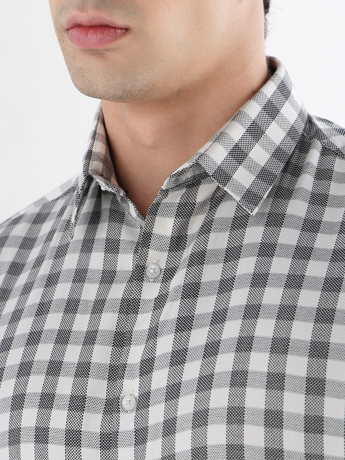 Classic Check Formal Shirt In White-Slim Fit