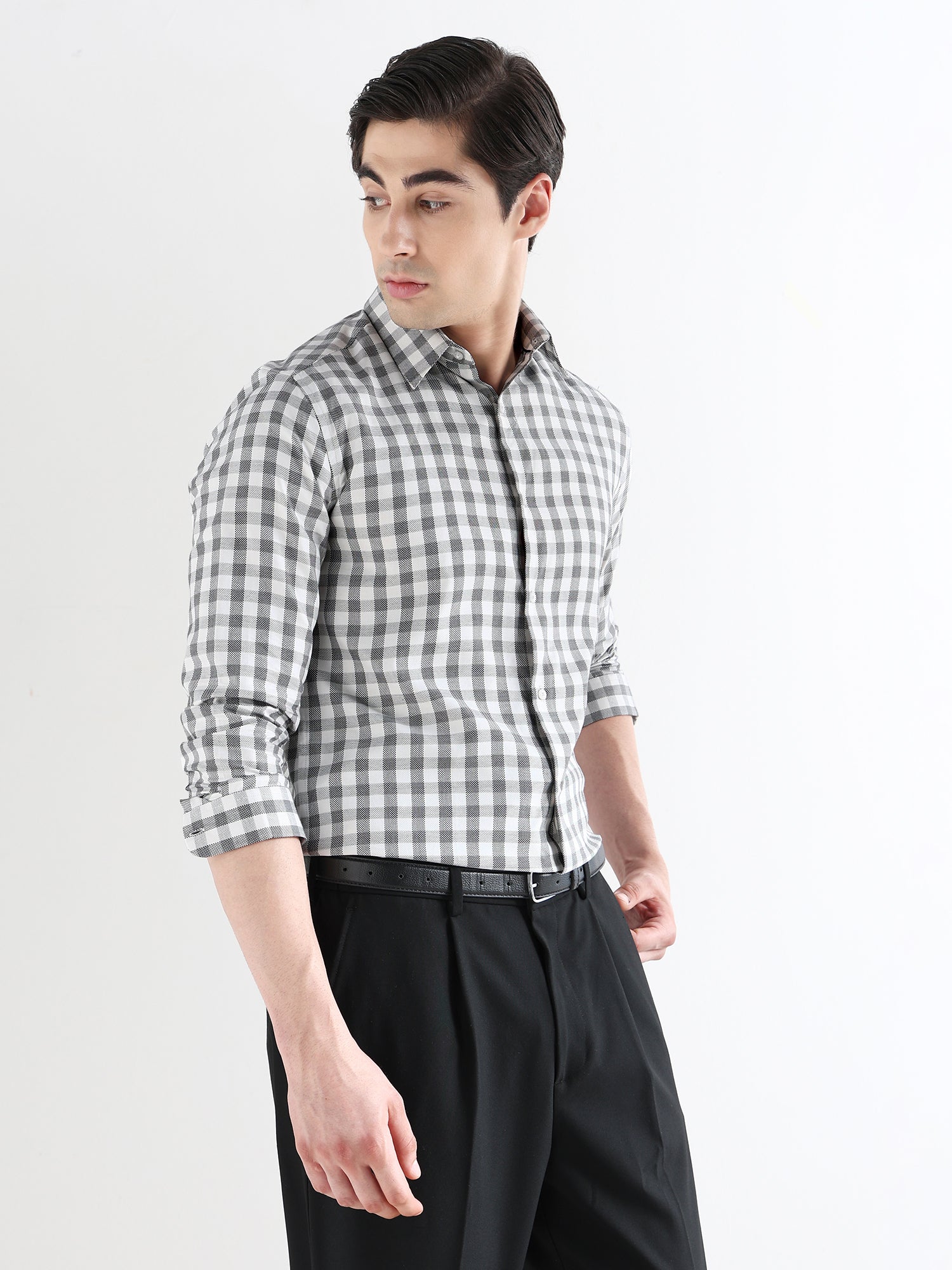 Men Slim Fit Pure Cotton Checked Formal Shirt