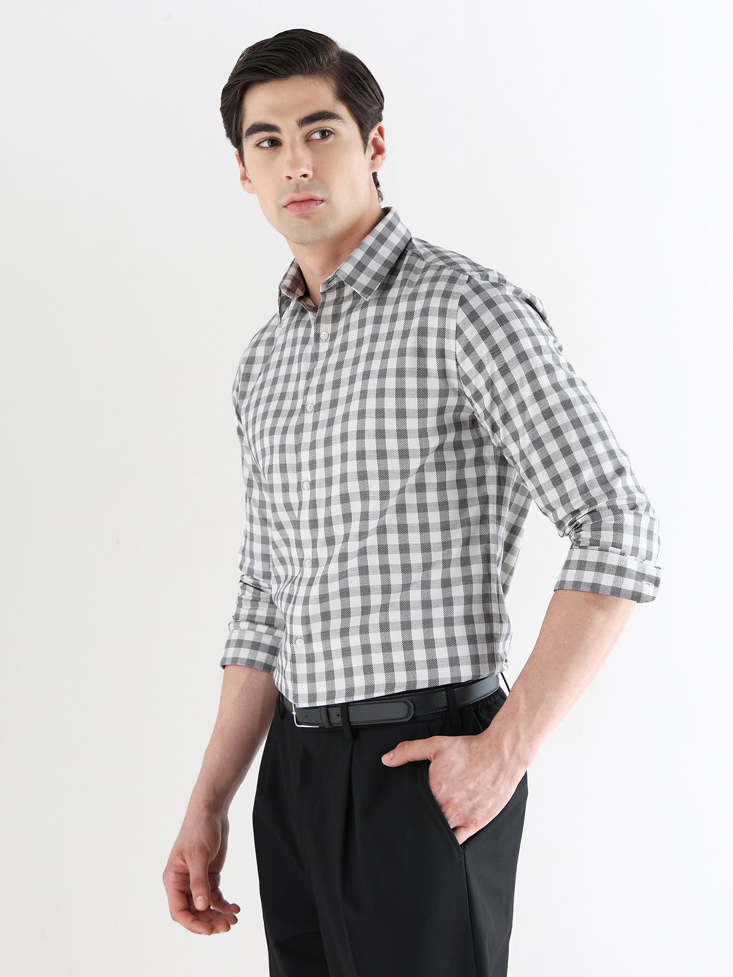 Men Slim Fit Pure Cotton Checked Formal Shirt