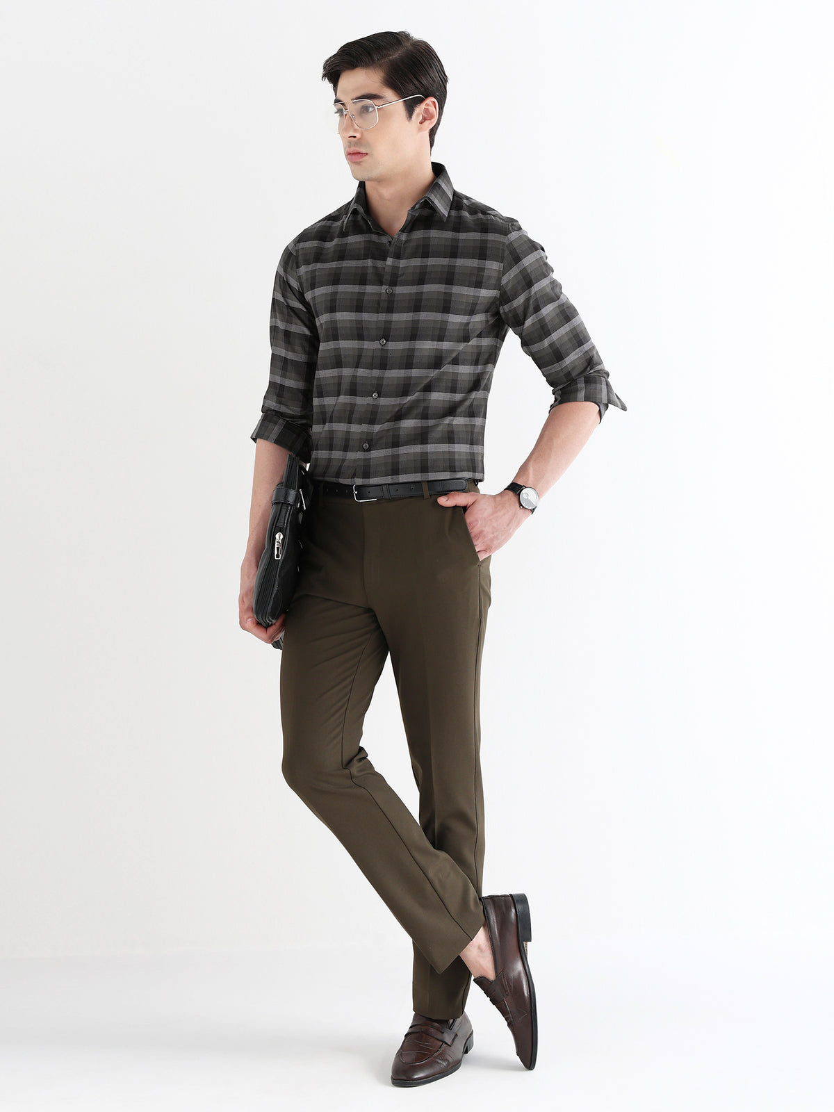 Men Slim Fit Pure Cotton Checked Formal Shirt