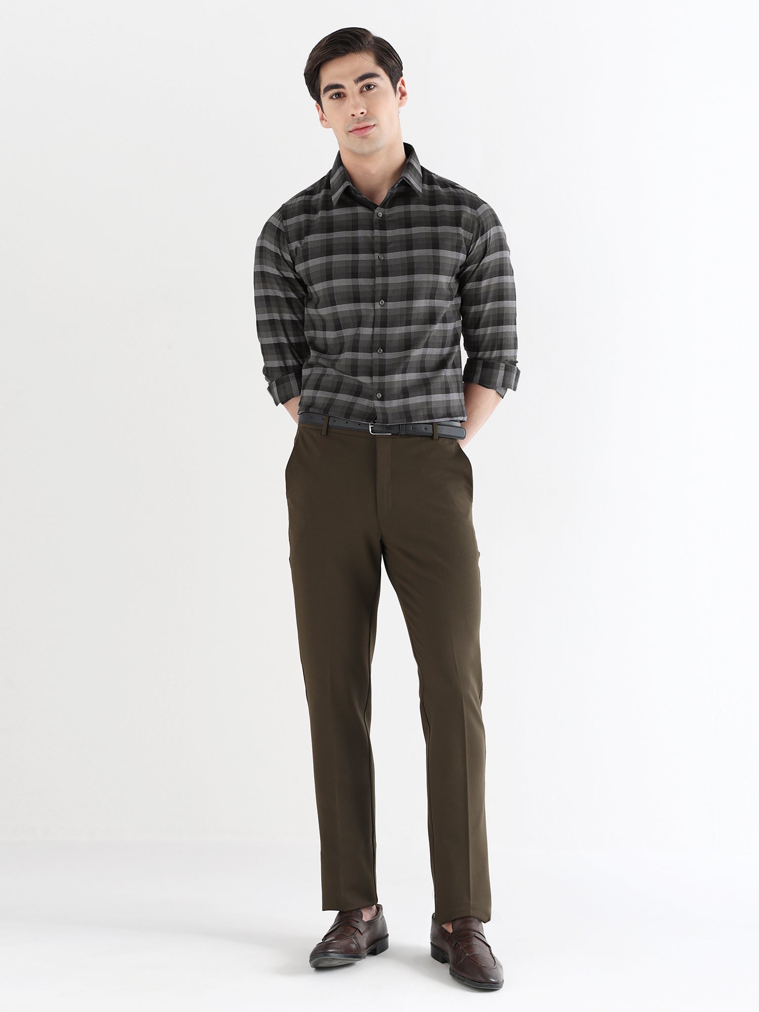 Men Slim Fit Pure Cotton Checked Formal Shirt