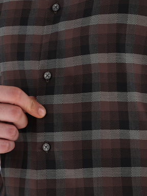 Men Slim Fit Pure Cotton Checked Formal Shirt
