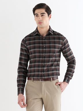 Men Slim Fit Pure Cotton Checked Formal Shirt