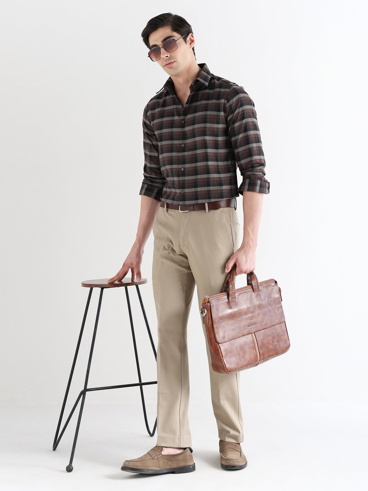 Men Slim Fit Pure Cotton Checked Formal Shirt