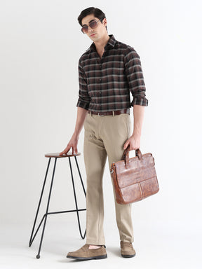 Men Slim Fit Pure Cotton Checked Formal Shirt
