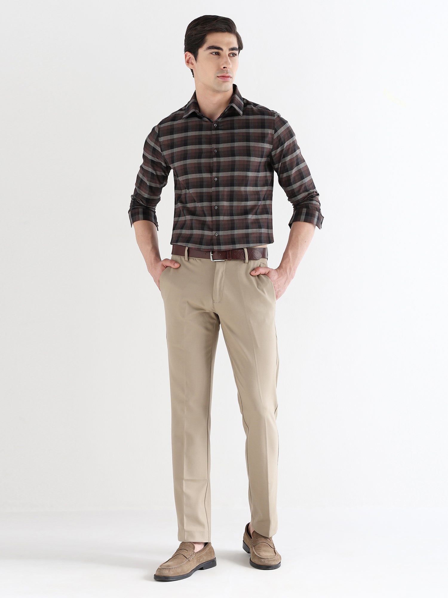 Men Slim Fit Pure Cotton Checked Formal Shirt