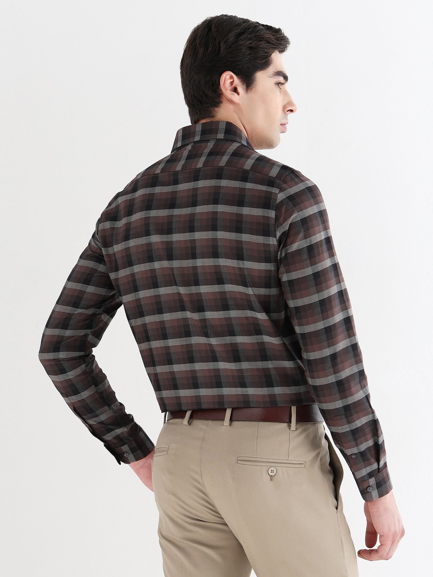 Men Slim Fit Pure Cotton Checked Formal Shirt