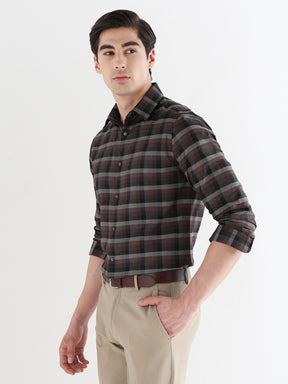 Men Slim Fit Pure Cotton Checked Formal Shirt