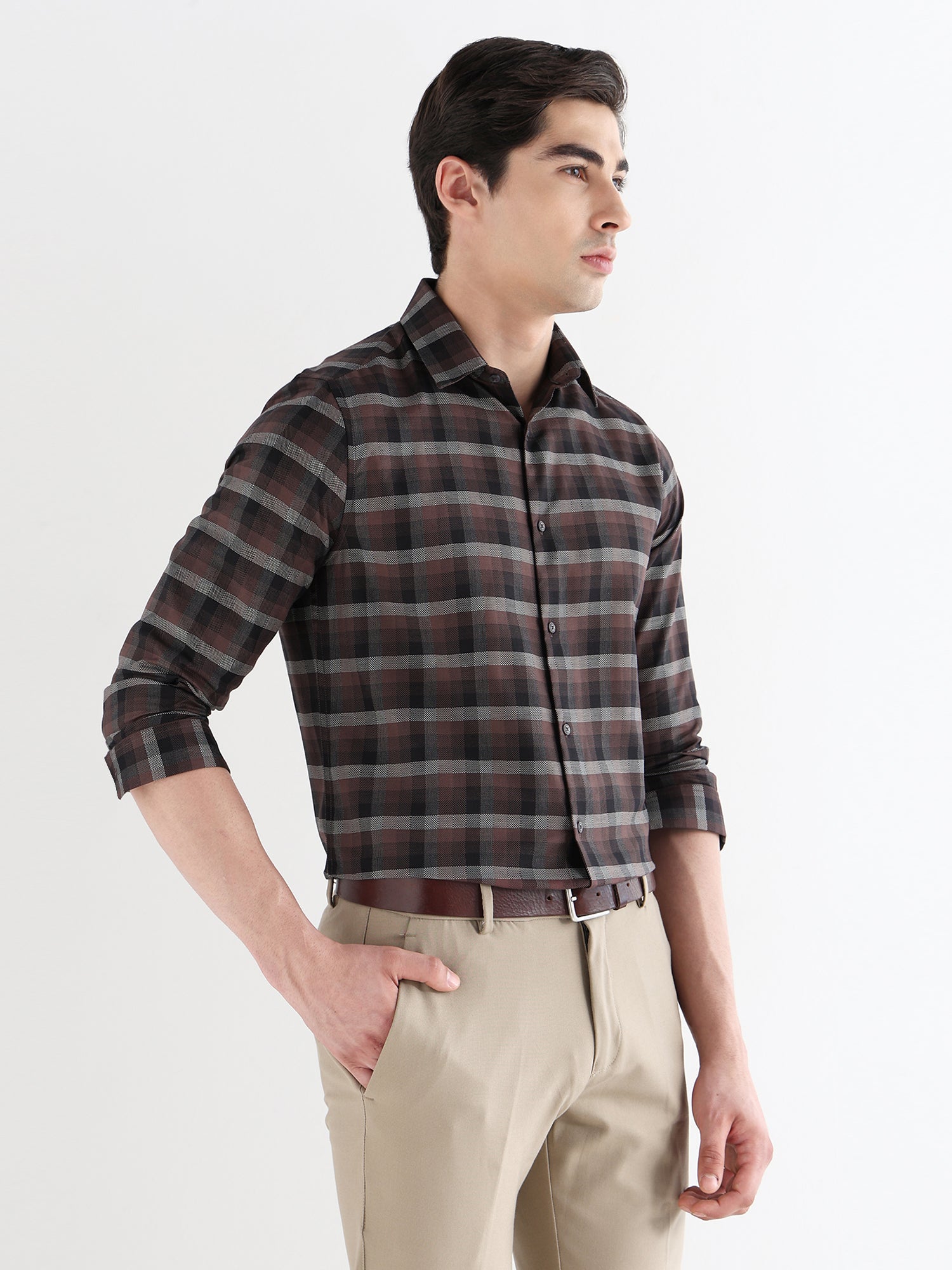 Men Slim Fit Pure Cotton Checked Formal Shirt