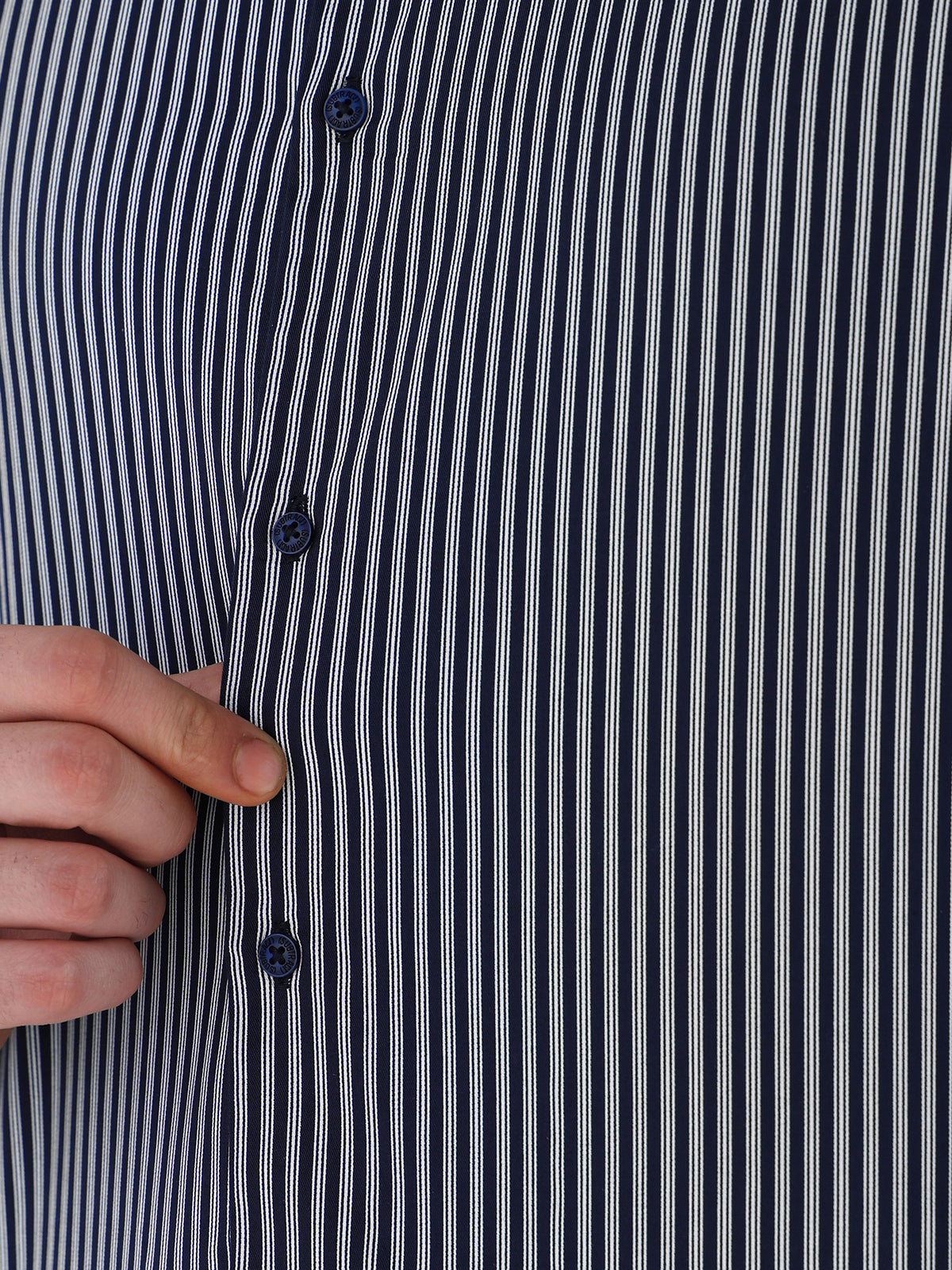 Fine Stripe Formal Shirt In Navy Blue -Slim Fit