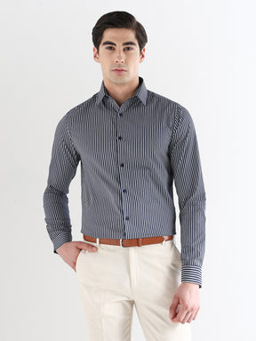 Men Slim Fit Pure Cotton Striped Formal Shirt