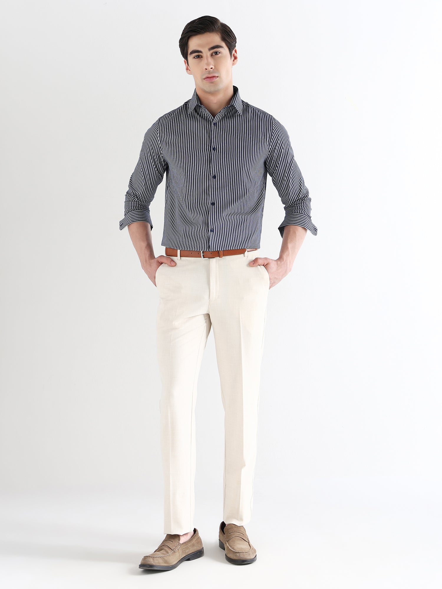 Men Slim Fit Pure Cotton Striped Formal Shirt