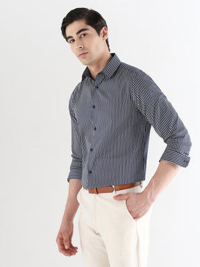 Men Slim Fit Pure Cotton Striped Formal Shirt