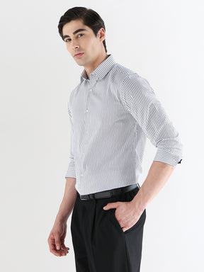 Men Slim Fit Pure Cotton Striped Formal Shirt