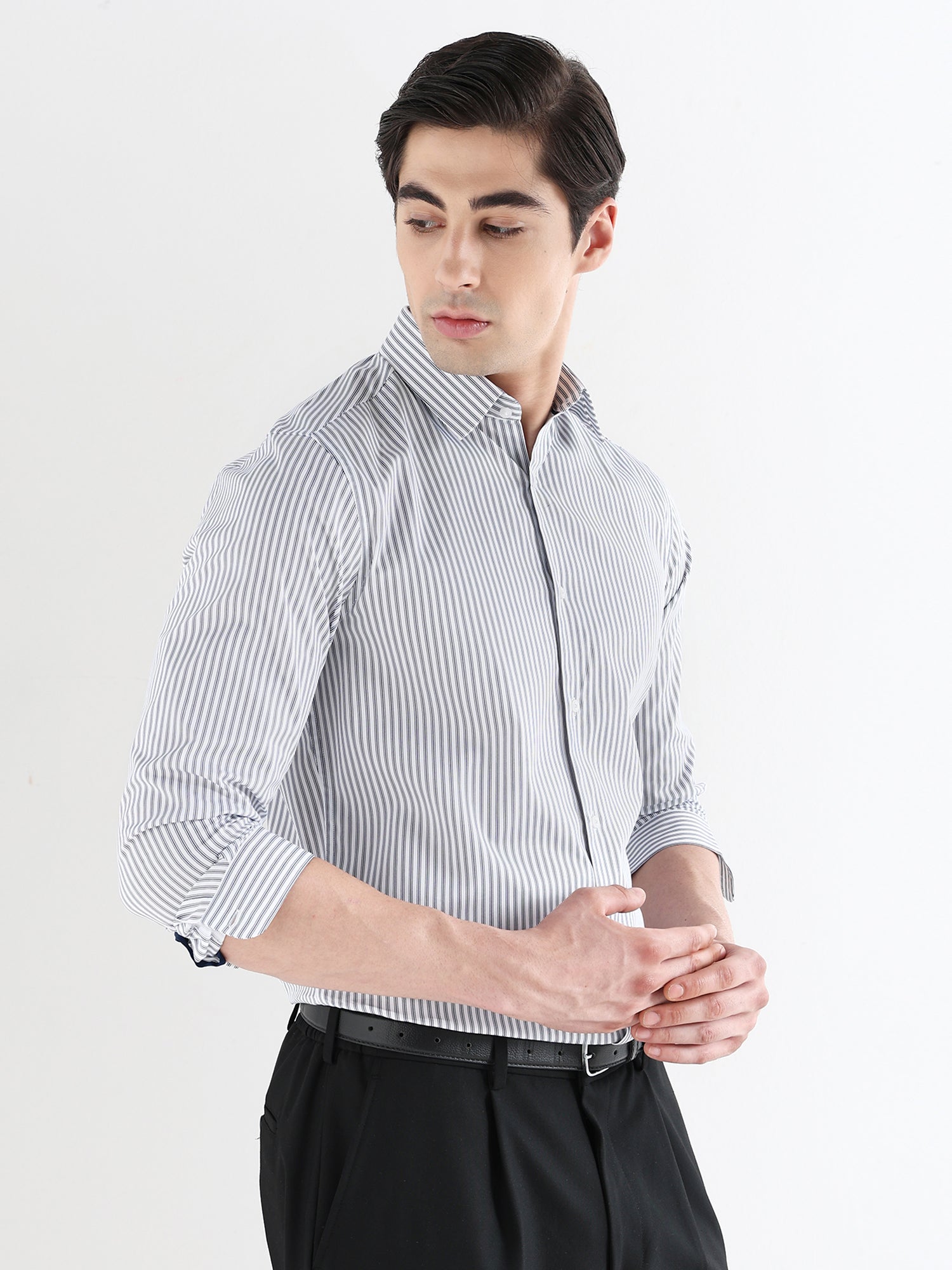 Men Slim Fit Pure Cotton Striped Formal Shirt