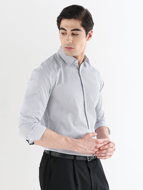 Men Slim Fit Pure Cotton Striped Formal Shirt