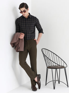 Men Slim Fit Pure Cotton Checked Formal Shirt