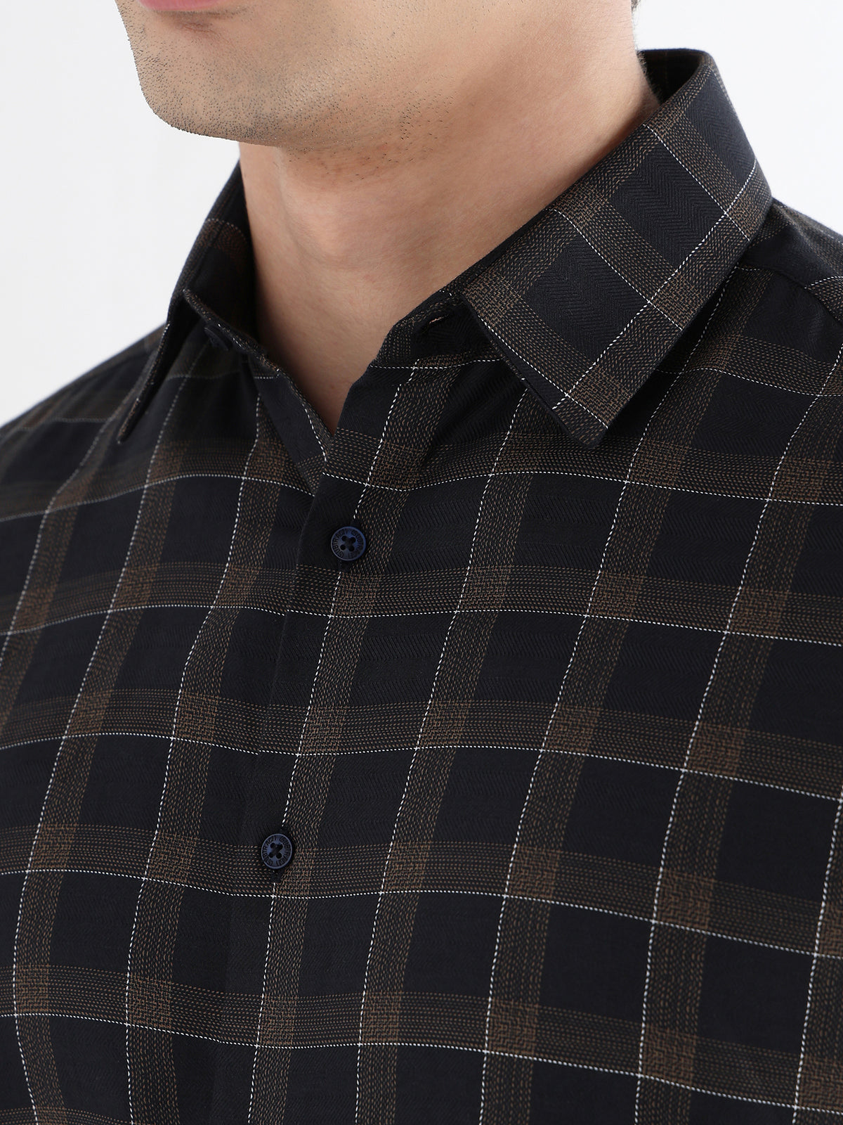 Heritage Check Formal Shirt In Black-Slim Fit