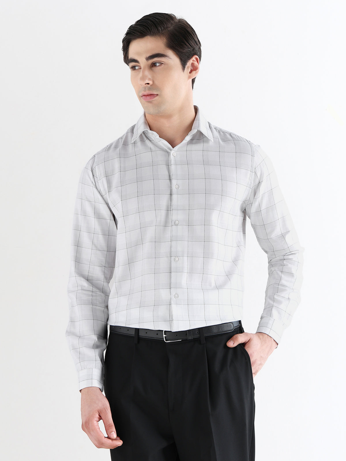 Men Slim Fit Pure Cotton Checked Formal Shirt