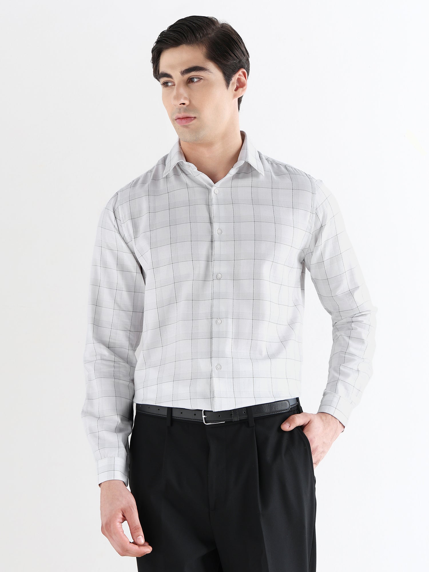 Men Slim Fit Pure Cotton Checked Formal Shirt