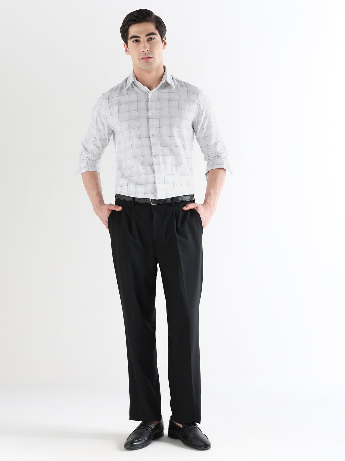 Heritage Check Formal Shirt In White-Slim Fit