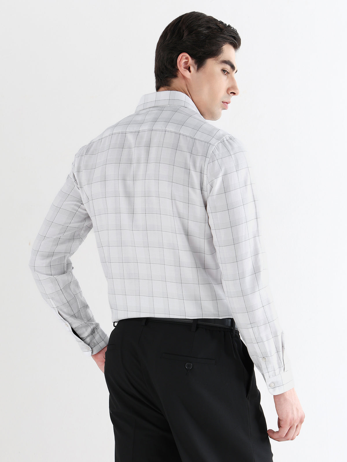 Heritage Check Formal Shirt In White-Slim Fit
