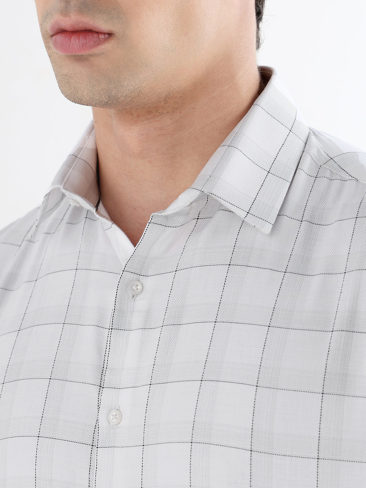Heritage Check Formal Shirt In White-Slim Fit