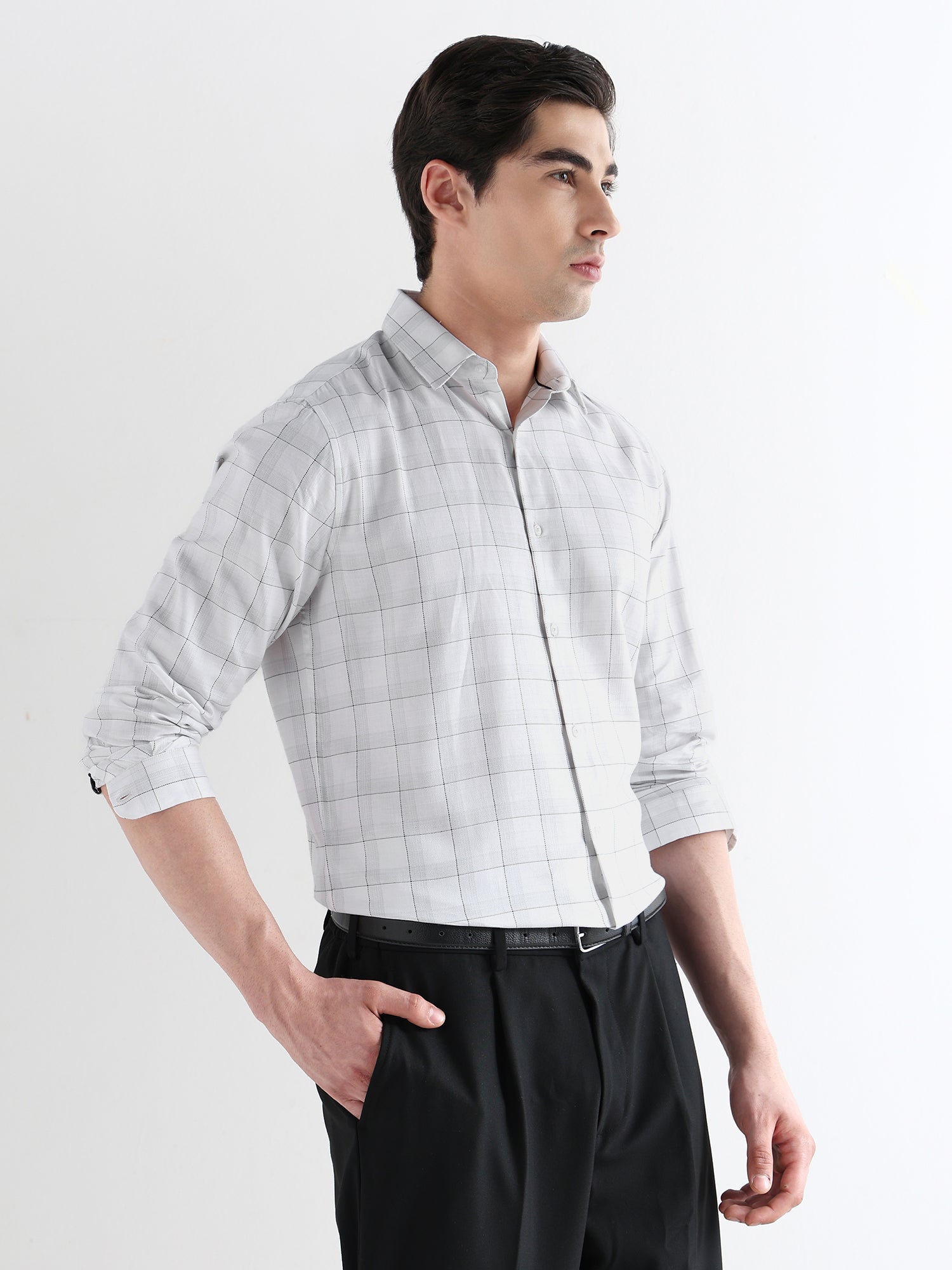 Men Slim Fit Pure Cotton Checked Formal Shirt