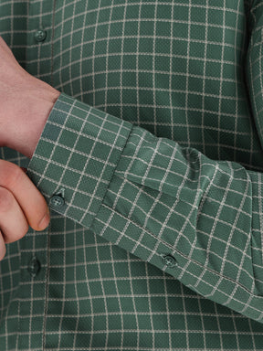 Men Comfort Fit Pure Cotton Checked Formal Shirt