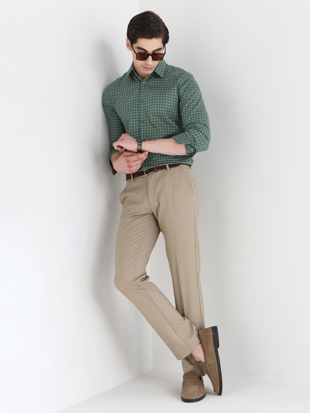 Men Comfort Fit Pure Cotton Checked Formal Shirt