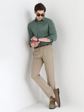 Men Comfort Fit Pure Cotton Checked Formal Shirt