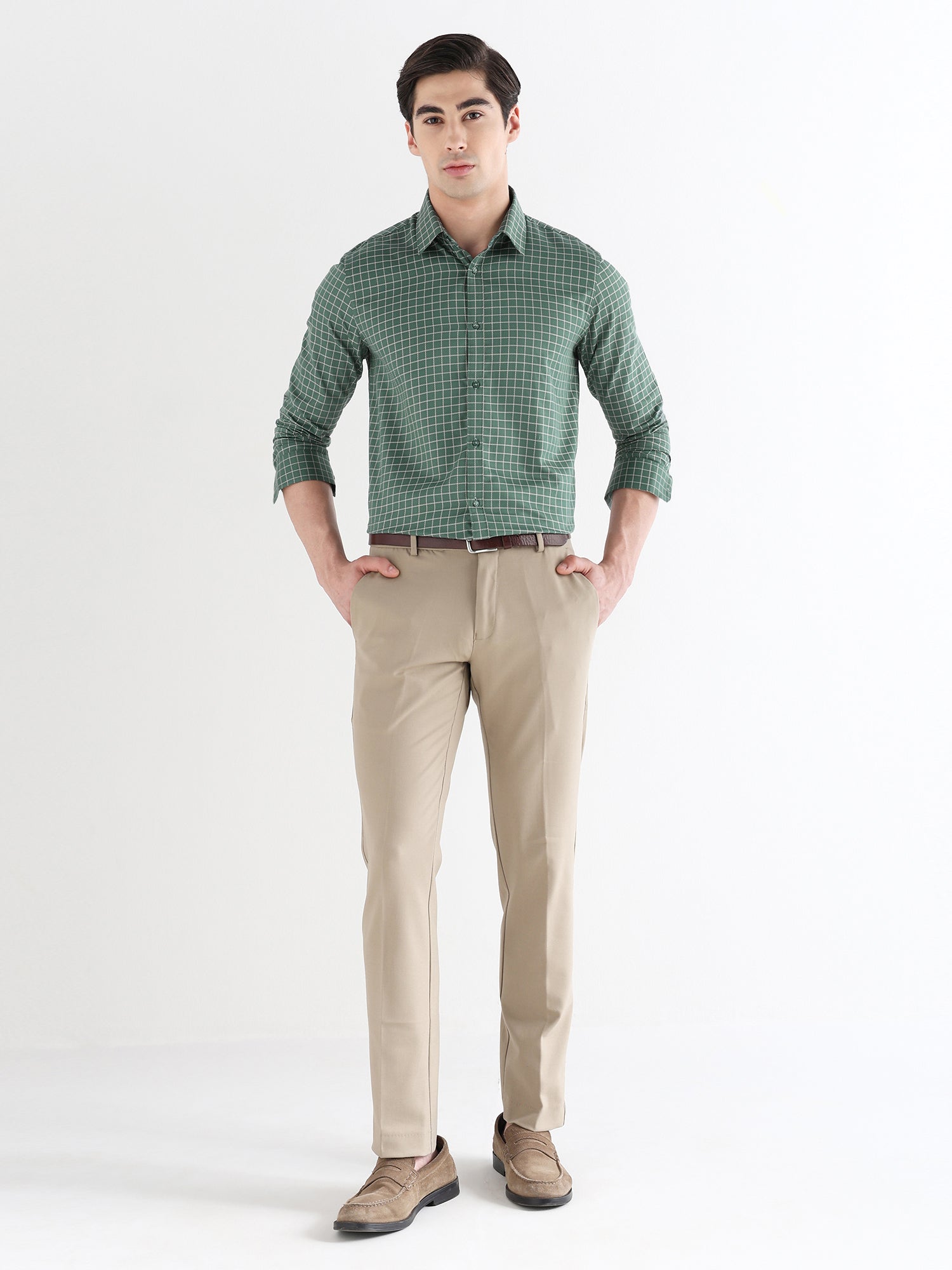 Men Comfort Fit Pure Cotton Checked Formal Shirt