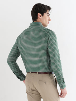 Men Comfort Fit Pure Cotton Checked Formal Shirt