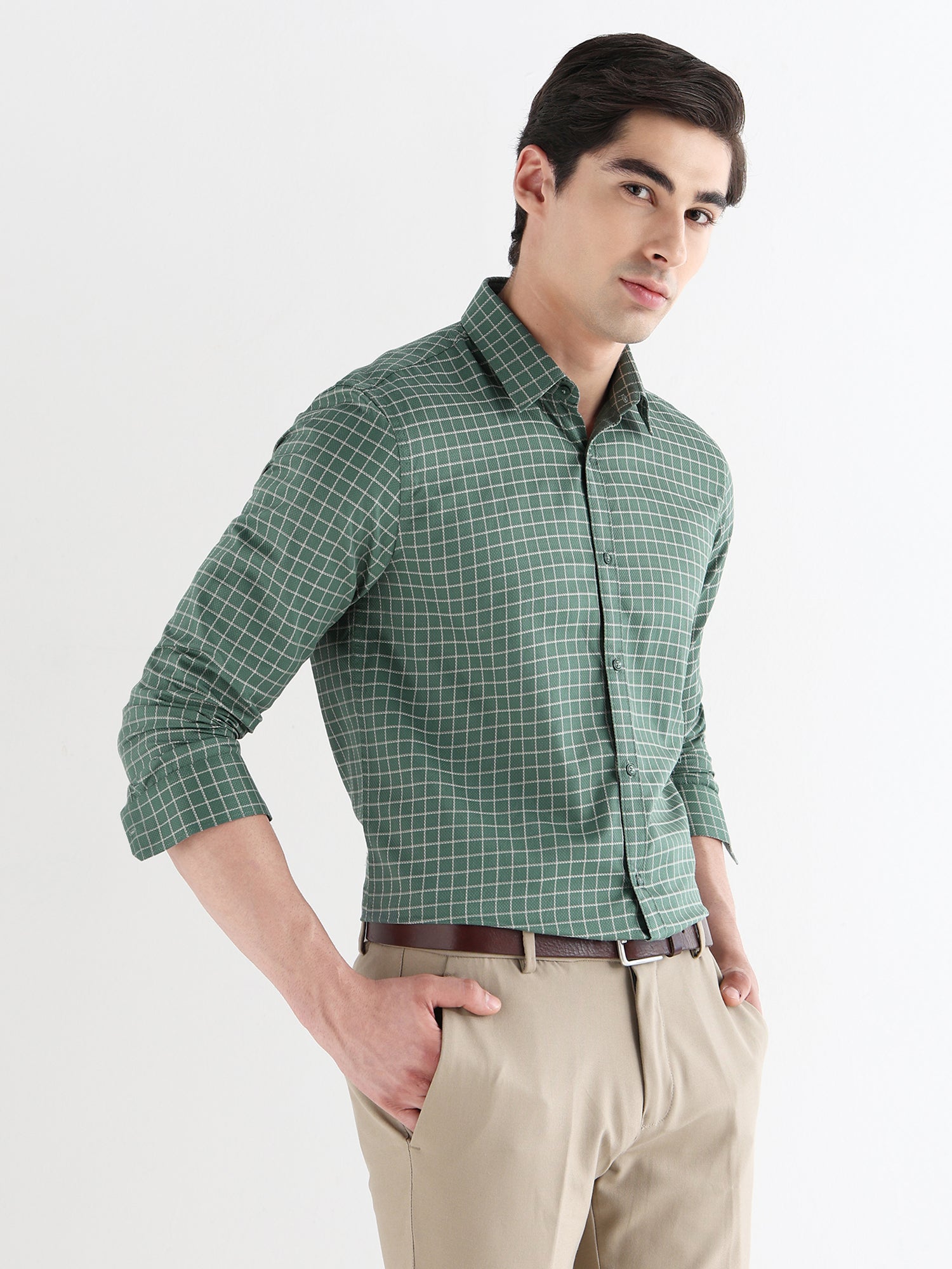 Men Comfort Fit Pure Cotton Checked Formal Shirt