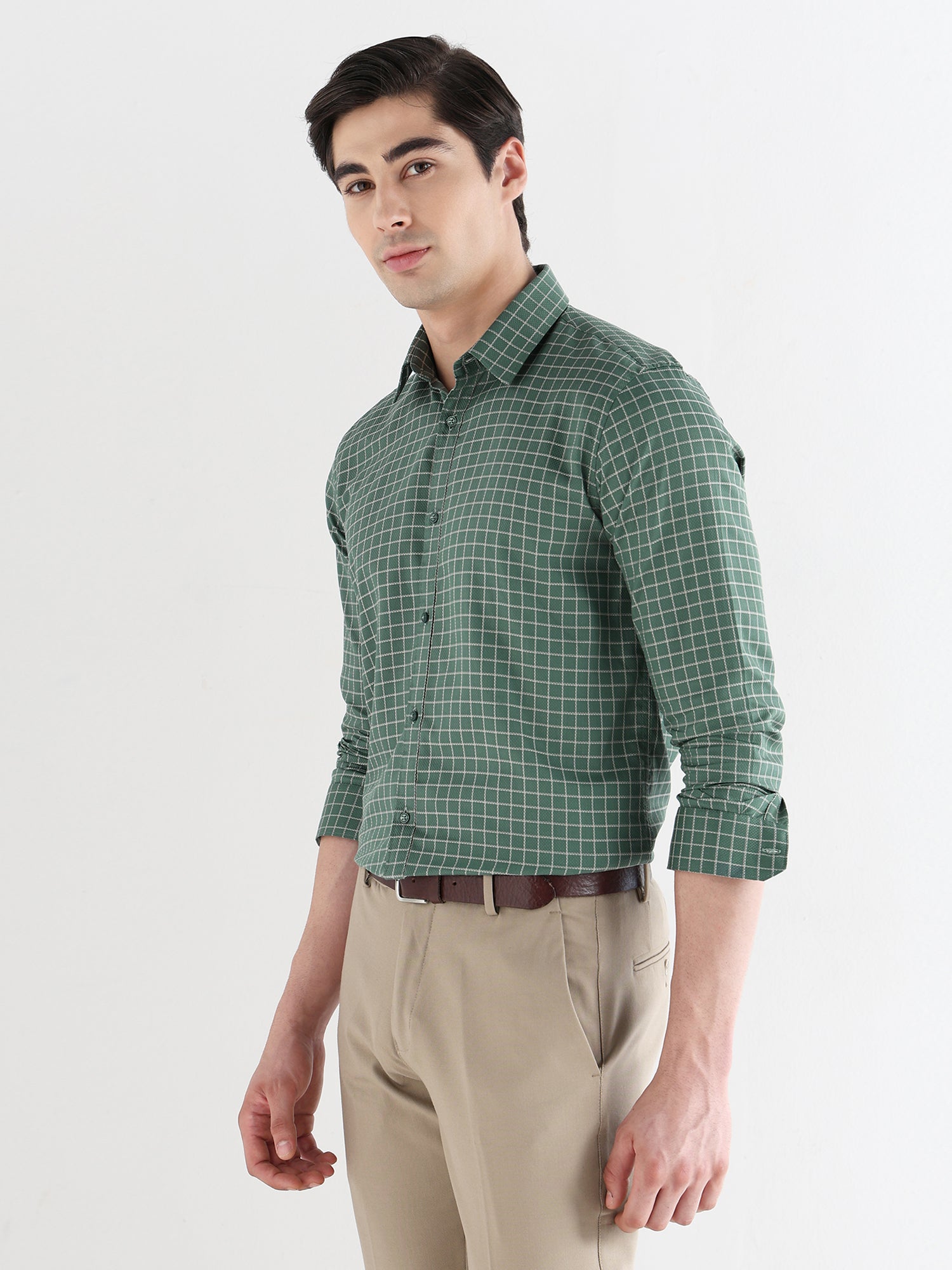 Men Comfort Fit Pure Cotton Checked Formal Shirt