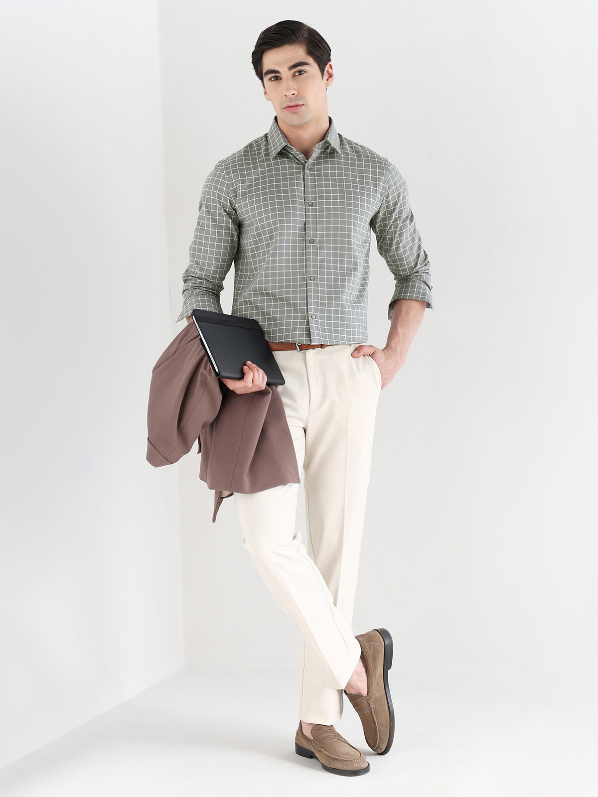 Men Comfort Fit Pure Cotton Checked Formal Shirt