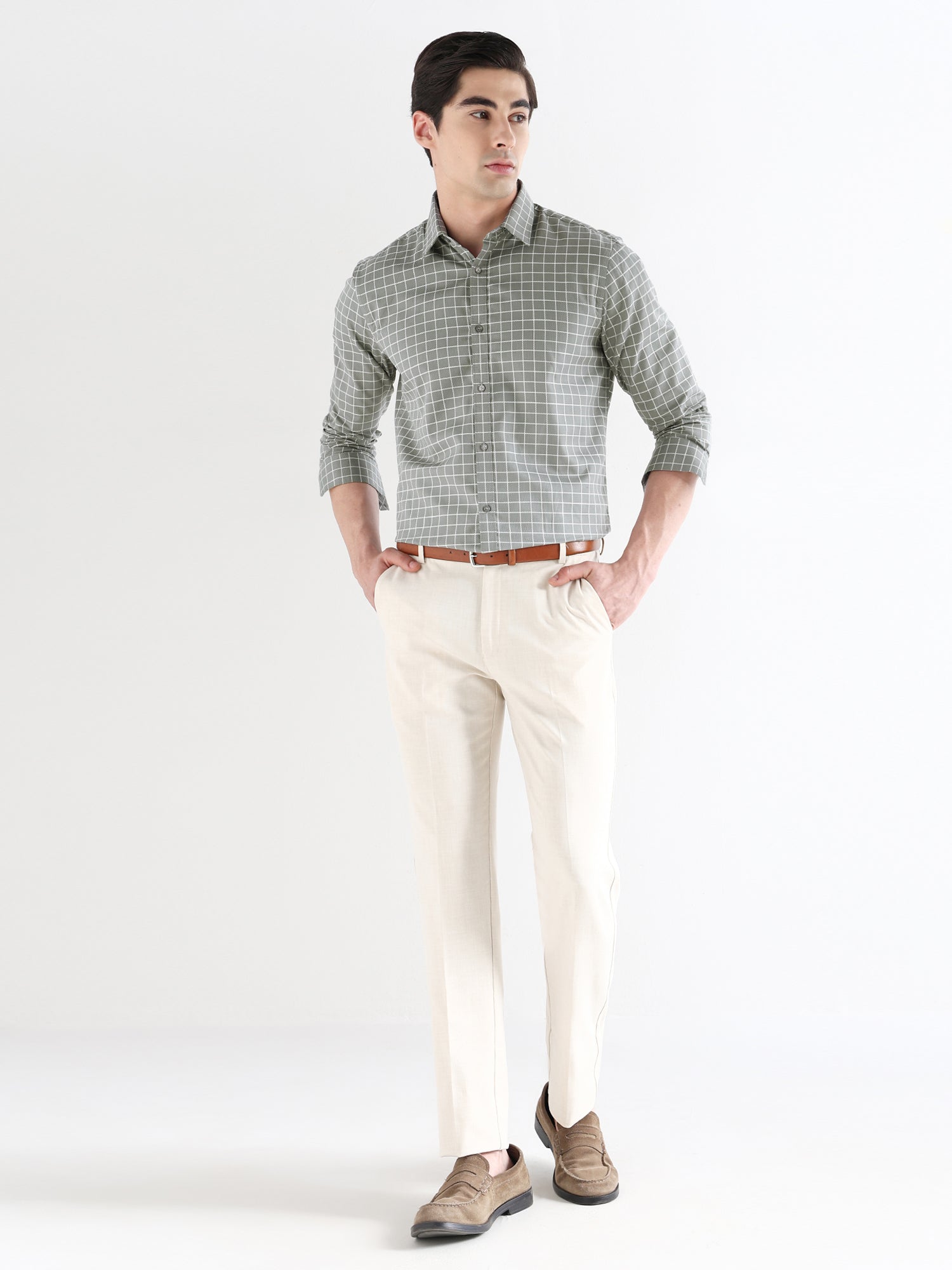 Men Comfort Fit Pure Cotton Checked Formal Shirt