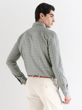 Men Comfort Fit Pure Cotton Checked Formal Shirt