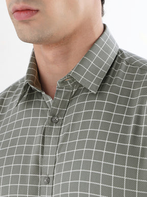 Men Comfort Fit Pure Cotton Checked Formal Shirt