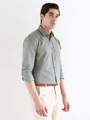 Men Comfort Fit Pure Cotton Checked Formal Shirt