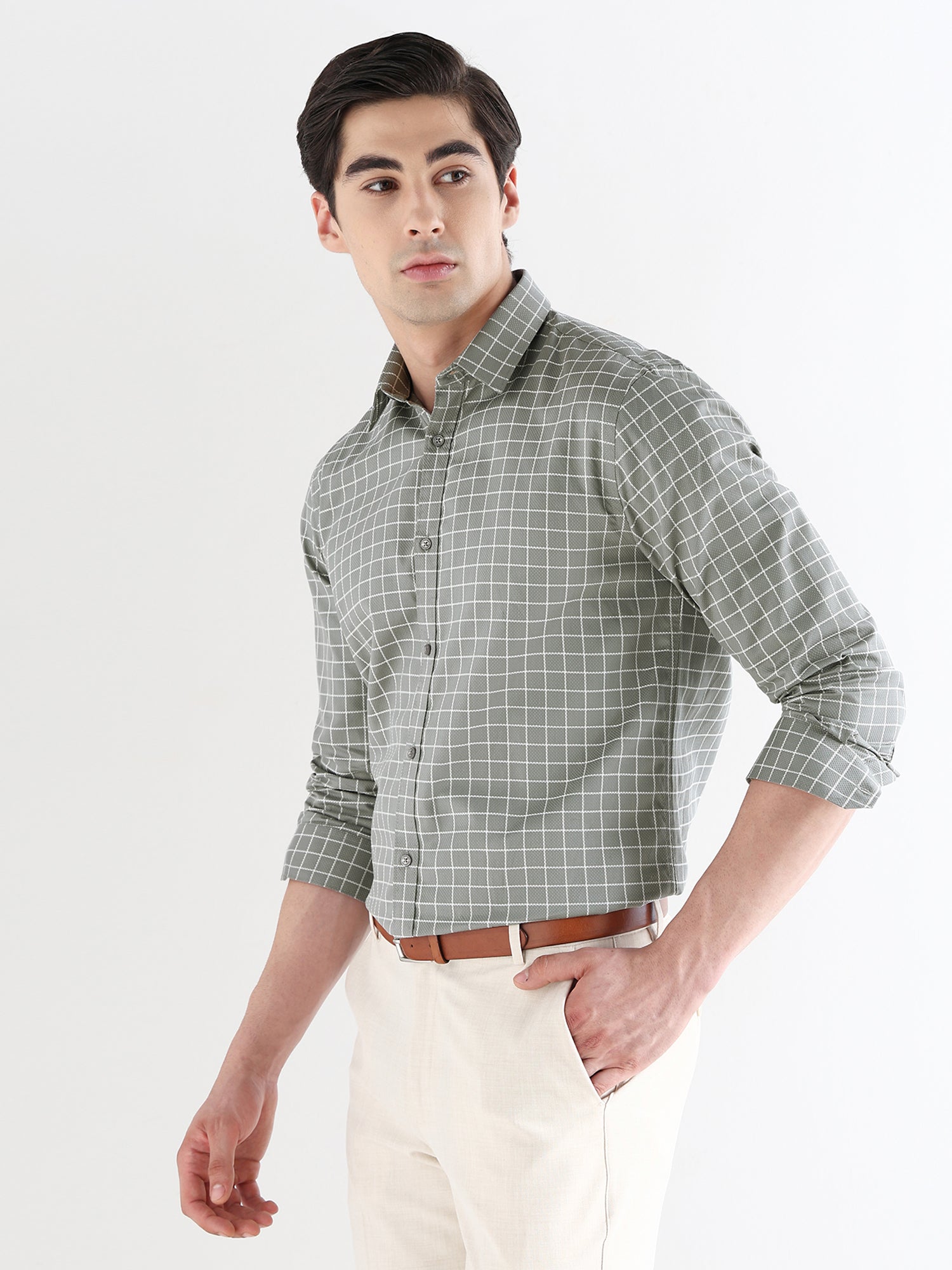 Men Comfort Fit Pure Cotton Checked Formal Shirt